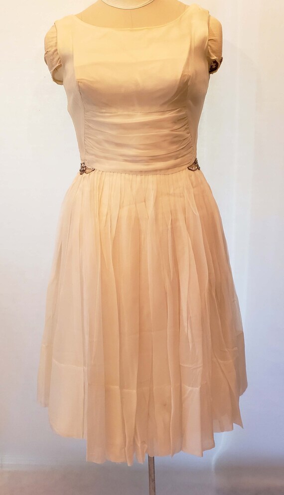 Vintage 1950s White Chiffon Party Dress