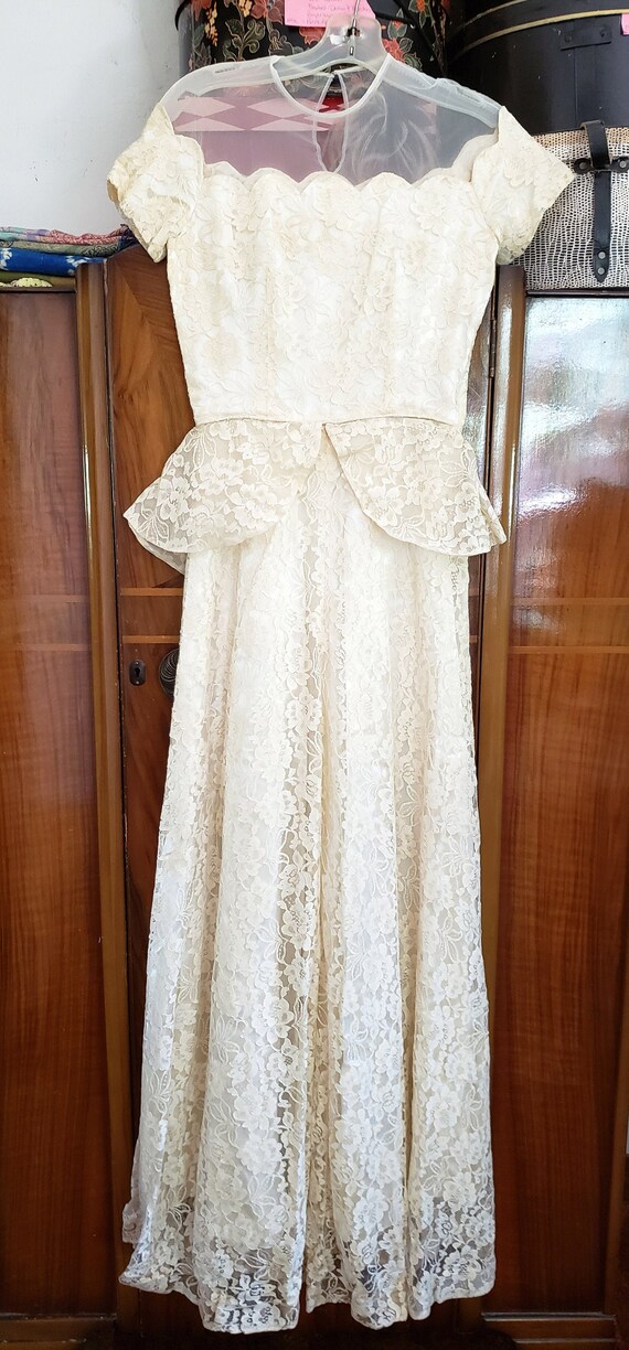 50's Wedding Dress, Bridal Gown, Formal, Ivory Lac