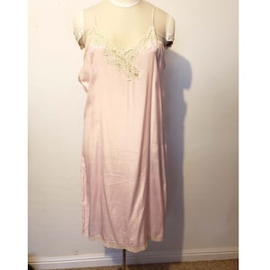 40s Vintage Pink Silk Lace Slip/Dress, Sz 42