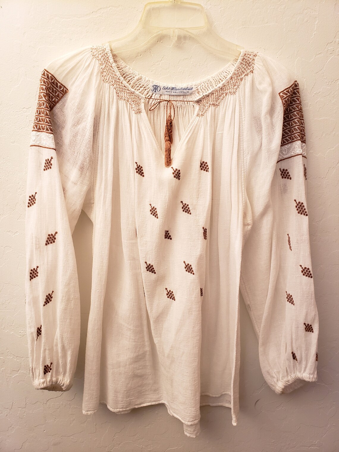 Vintage Cotton Gauze Embroidered Peasant Folk Blouse, Bavarian Etsy