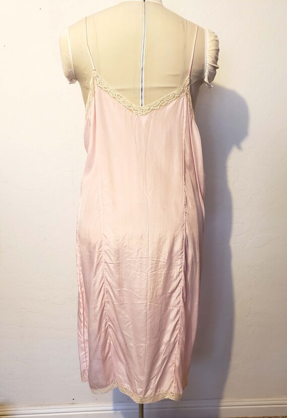40s Vintage Pink Silk Lace Slip/Dress, Sz 42 - image 7