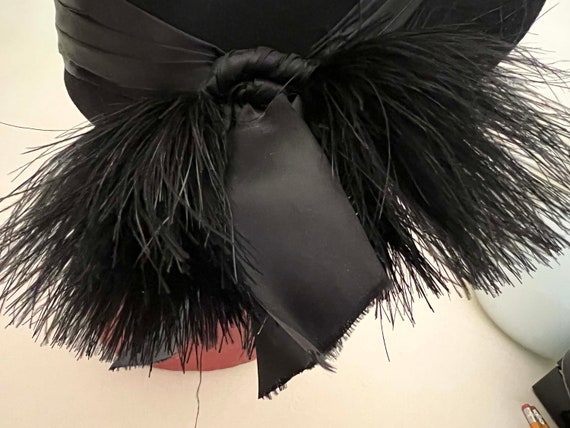 Sommert Kaufmann Black Wool Felt Cloche Hat, Feat… - image 7