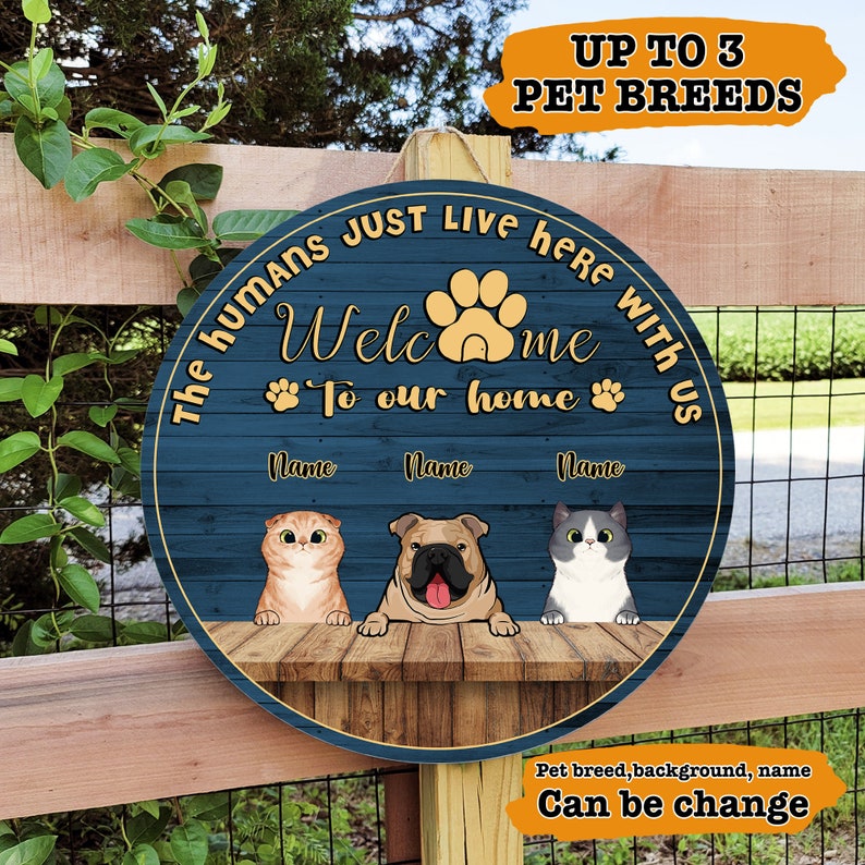 Personalized Dog Cat Door Sign to Our Home Door Etsy