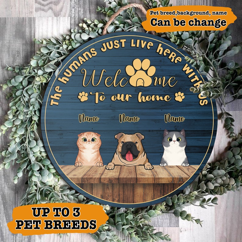 Personalized Dog Cat Door Sign to Our Home Door Etsy