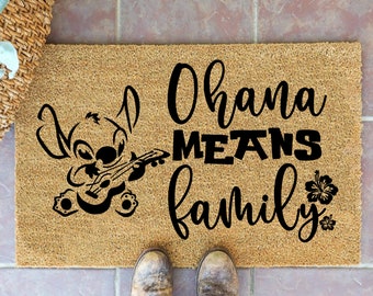 There Is No Place Like Home Ohana Means Family Mickey Balloons Never Stop Dreaming Custom Coir Doormat Rapunzel Home Decor