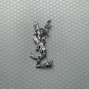 Excellent Silver Yves Saint Laurent Silver Brooch Vintage Pin Gift For Her Rare Jewelry