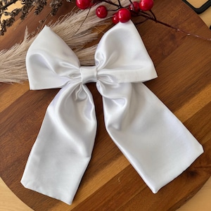 Hair Bows, Hair Accessories, Christmas Gift, Satin Hair Bows, White Hair Bows, Gift For Wedding, Valentine's Day Gift, Easter Gift
