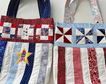 Patriotic! Happy 250th Birthday America! Handmade in the USA Quilted Tote Bag! 100% Cotton