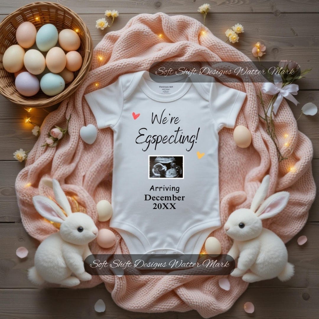 Easter Pregnancy Announcement Digital, We're Eggspecting Easter Baby ...