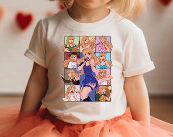 Toddler Kids Custom Cartoon Look Taylor Swift Eras Tour Tshirt Tee Jumper