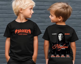 Toddler Kids Custom Lady Gaga Mayhem Ball Australian Tour With Dates Two Sided Tshirt Tee Jumper