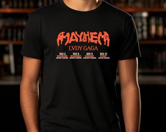 Adult Unisex Lady Gaga Mayhem Ball Australian Tour With Dates One Sided Tshirt Tee Jumper