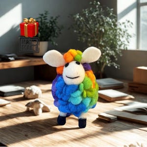 Handmade Felt Sheep Ornament | Multicolour Wool Sheep Decoration | Eco-Friendly Nursery Gift | Cute Holiday Decor | Fair Trade | UK Delivery