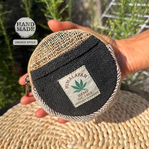 Handmade Hemp Coin Purse  Boho Vegan Zipper Pouch