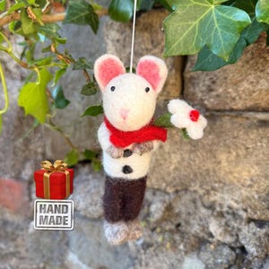 Handmade Wool Felt Bunny Ornament: Eco-Friendly Nursery Decor