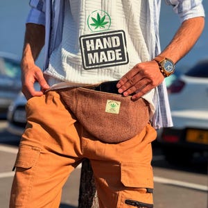 Handgefertigte Hanf Bauchtasche für Reisen & Festivals | Umweltfreundliche Boho Crossbody Gürteltasche | Nachhaltiger Unisex Sling | Kostenloser Versand