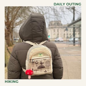 Handmade Hemp Mushroom Print Backpack: Eco-Friendly Fair Trade Rucksack