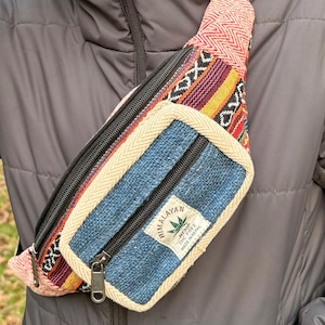 Handmade Himalayan Hemp Fanny Pack: Boho Festival Crossbody Bag