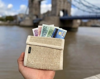 Ręcznie robiony portfel z konopi: wegański, minimalistyczny uchwyt na karty