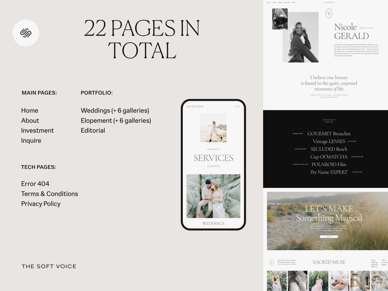 Elegant Squarespace Photographer Portfolio Template with Wedding Galleries for Professional Websites image 3