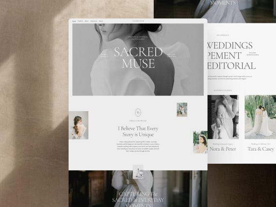 Elegant Squarespace Photographer Portfolio Template with Wedding Galleries for Professional Websites