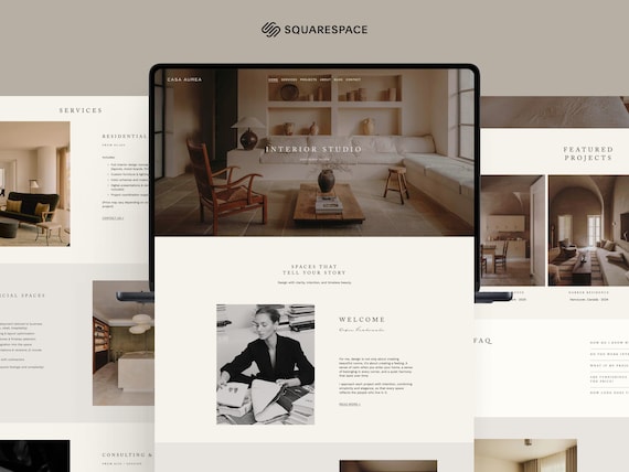 Minimal Squarespace Website Template | 7.1 Portfolio Theme for Architects + Creatives