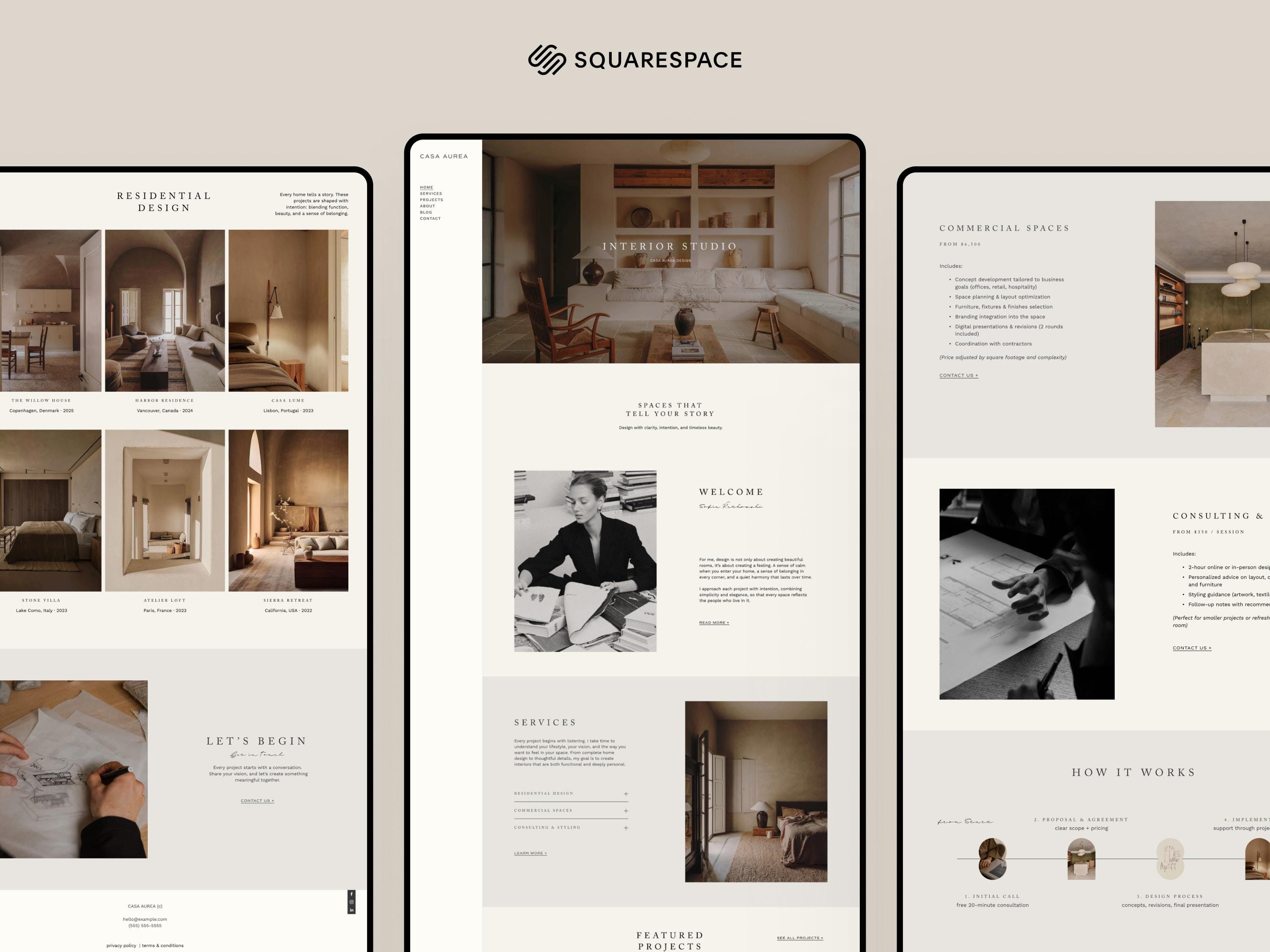 Modern Squarespace Portfolio Website Template: Architects & Designers