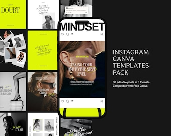 Neon Instagram Templates: Social Media Manager Canva Designs (Digital Download)