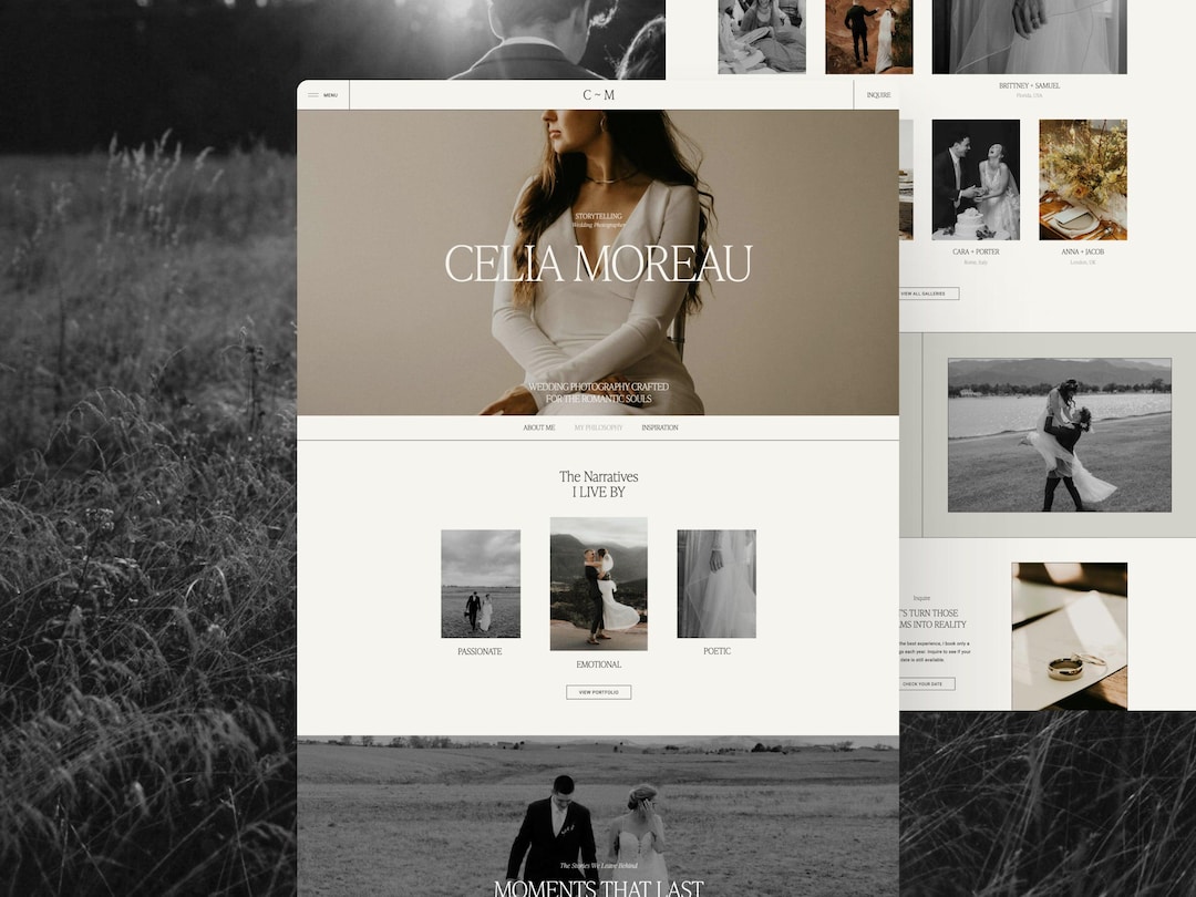 Cinematic Photography Portfolio Showit Template: Elegant Web Design for ...