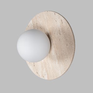 Wabi Sabi Marble Wall Sconce with Opal Glass Shade