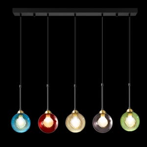Staircase Pendant Light - Chandelier with Colorful Globe  Glass Shade, Stairwell Pendant Lighting, Modern Pendant Light, Custom Chandelier