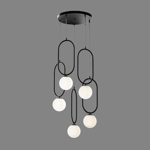 Modern Globe Multi Pendant Light for Stairs, Adjustable Pendant Light for Entryway-Dining Table, Industrial Glass Pendant, Farmhouse Lamp