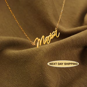 14K Gold personalisierte Namenskette | Benutzerdefinierte Name Platte Anhänger | Einzigartige Geschenke für Mutter und Jahrestag