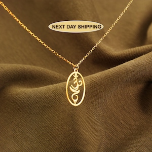 14k Gold Breathe Necklace Spiritual Yoga Symbol Minimalist Jewelry Everyday Jewelry for Woman Chakra Necklace Yoga Inspired Pendant