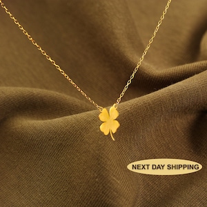Lucky Charm Clover Necklace - 14K Gold Dainty Jewelry for Her, Perfect Anniversary & Valentine&#39;s Day Gift