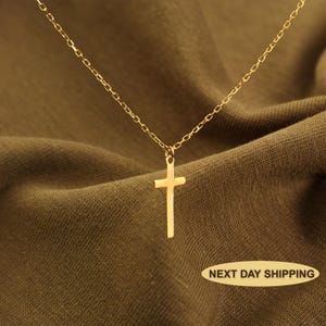 14K Gold Dainty Cross Necklace | Tiny Cross Pendant Jewelry for Men & Women | Perfect Christmas Gifts for Her