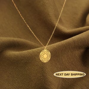 14K Gold Flower of Life Necklace, Sacred Geometry Pendant, Spiritual Jewelry For Women, Boho Minimalist Necklace, Meaningful Yoga Gift