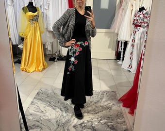 Falda midi con encaje de colores