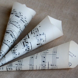 150 Wedding Petal Toss Cones / Vintage Sheet Music Cones image 5