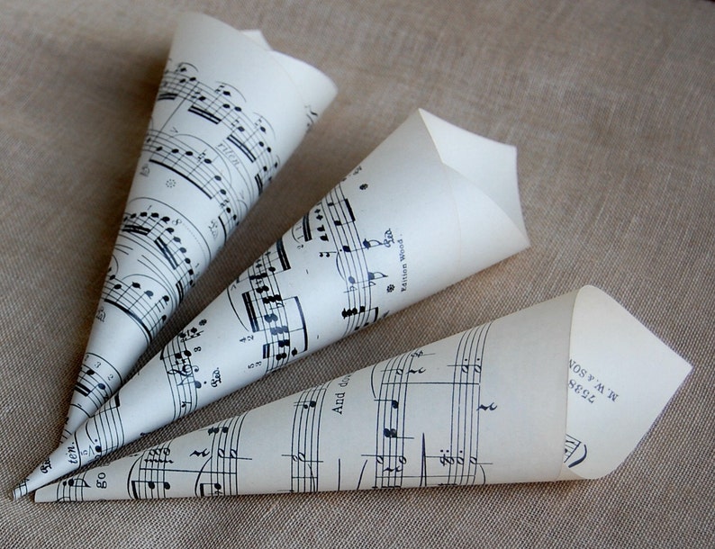 150 Wedding Petal Toss Cones / Vintage Sheet Music Cones image 5