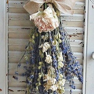 Mothers Day Dried Lavender Bouquet with Dried Larkspur and Peony / Dried Flower Arrangement / Spring Bouquet image 3