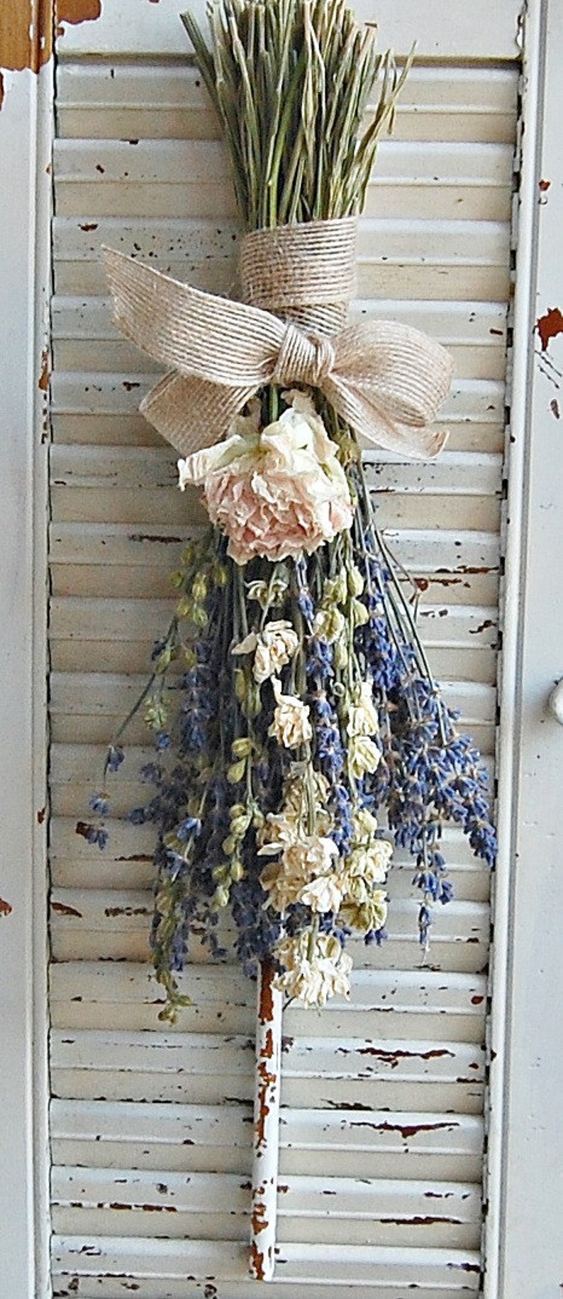 Mothers Day Dried Lavender Bouquet with Dried Larkspur and Peony / Dried Flower Arrangement / Spring Bouquet image 3