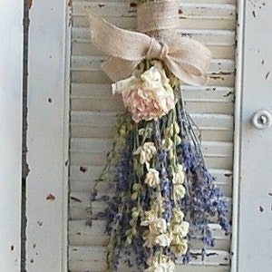 Mothers Day Dried Lavender Bouquet with Dried Larkspur and Peony / Dried Flower Arrangement / Spring Bouquet image 1