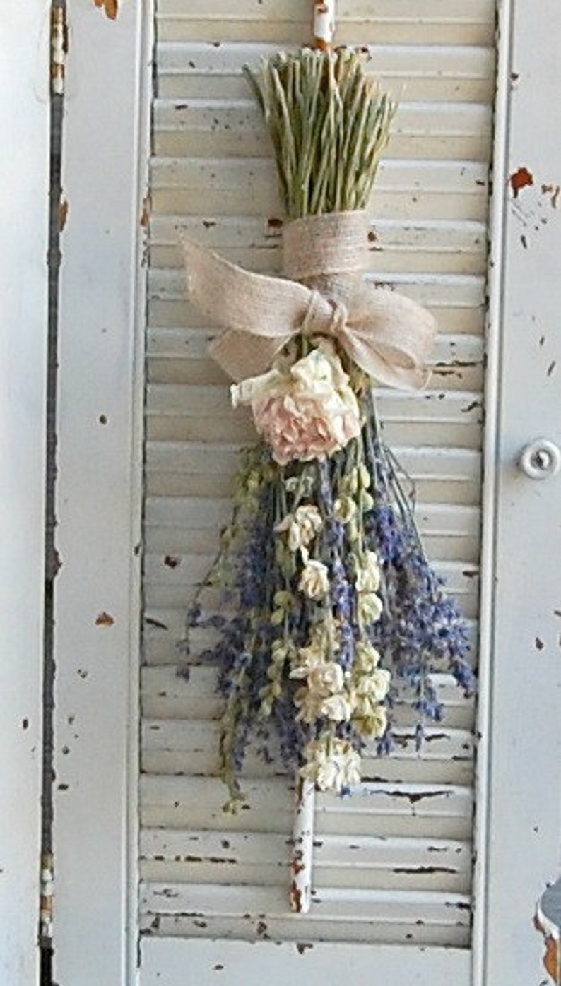 Mothers Day Dried Lavender Bouquet with Dried Larkspur and Peony / Dried Flower Arrangement / Spring Bouquet image 1