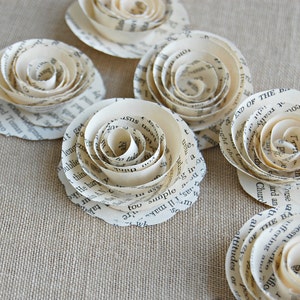 50 -Paper Book Roses /   Vintage Book Page Flowers /  Book Themed Shower Wedding