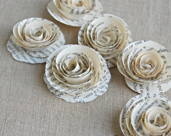 Jane Austen Paper Roses / Book Page Flowers /  Book Themed Shower Wedding