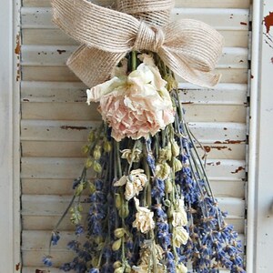 Mothers Day Dried Lavender Bouquet with Dried Larkspur and Peony / Dried Flower Arrangement / Spring Bouquet image 2