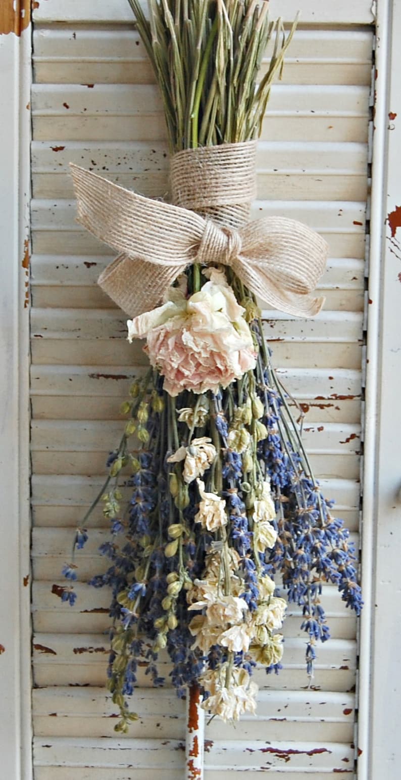 Mothers Day Dried Lavender Bouquet with Dried Larkspur and Peony / Dried Flower Arrangement / Spring Bouquet image 2