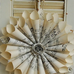 Sheet Music Wreath / Vintage Sheet Music / Paper Wreath / Musician Gift / Wedding Decor / Cone Wreath