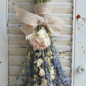 Mothers Day Dried Lavender Bouquet with Dried Larkspur and Peony / Dried Flower Arrangement / Spring Bouquet image 4
